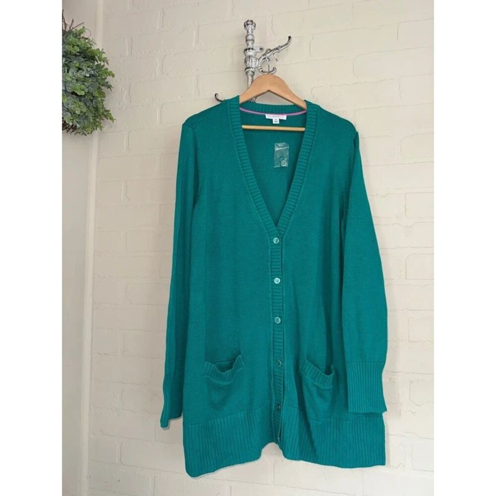 Isaac Mizrahi cardigan green pockets new